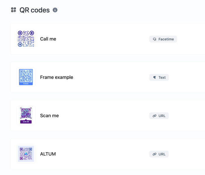 Екранна снимка на страницата на системата за QR код на приложението